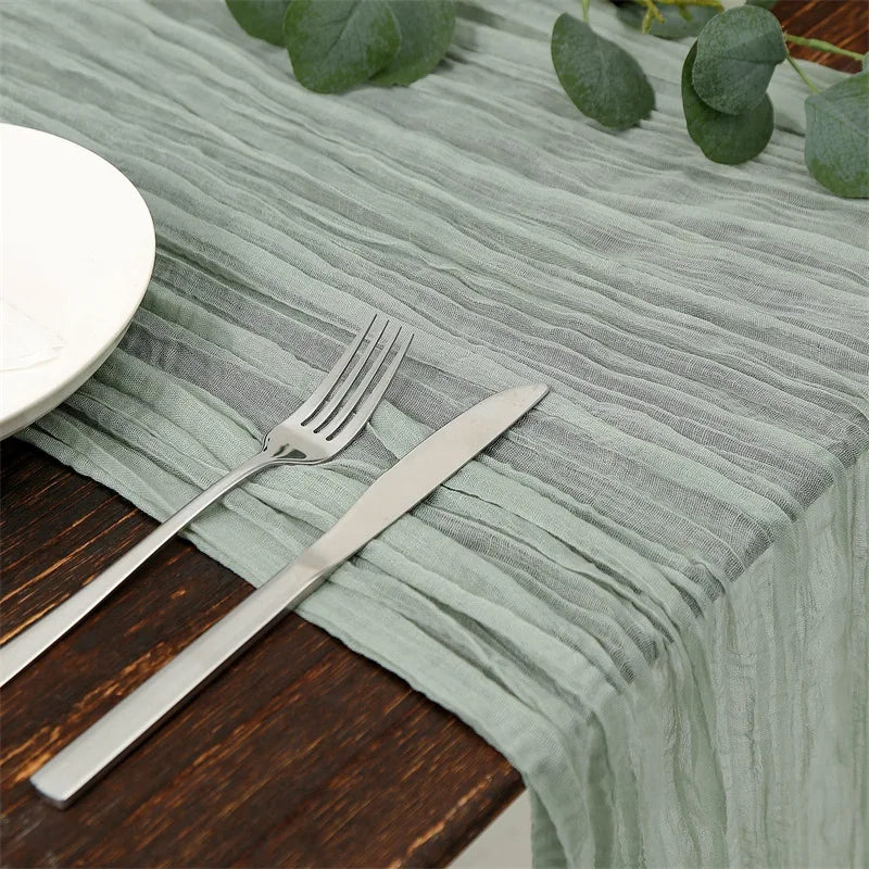 Gauze Table Runner Dinning  Decoration 90*300CM Rustic Country Boho Beach Wedding Party Table Decor Christmas Table Runners