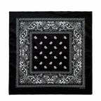 70CM Oversized Hip Hop Amoeba Cashew Cotton Square Bandana Scarf Headband Black Paisley Gifts For Men/Boys/Girls