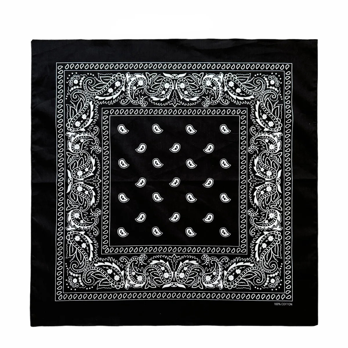 70CM Oversized Hip Hop Amoeba Cashew Cotton Square Bandana Scarf Headband Black Paisley Gifts For Men/Boys/Girls