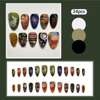 24pcs Gradient Black False Nails Cute Cartoon Cat's Eye Forest Elf Girl Press On Nails Glossy Almond Sweet Cool Fake Nail Tips