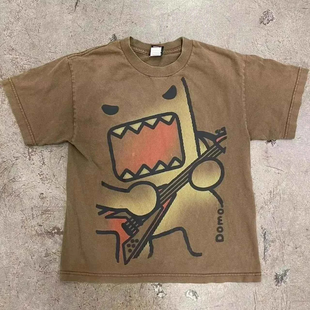 Domo Cute Cartoon Letter Print T-Shirt Y2K Harajuku Hip Hop Gothic Streetwear Oversized Unisex Couple Tee Casual Loose Fit Top