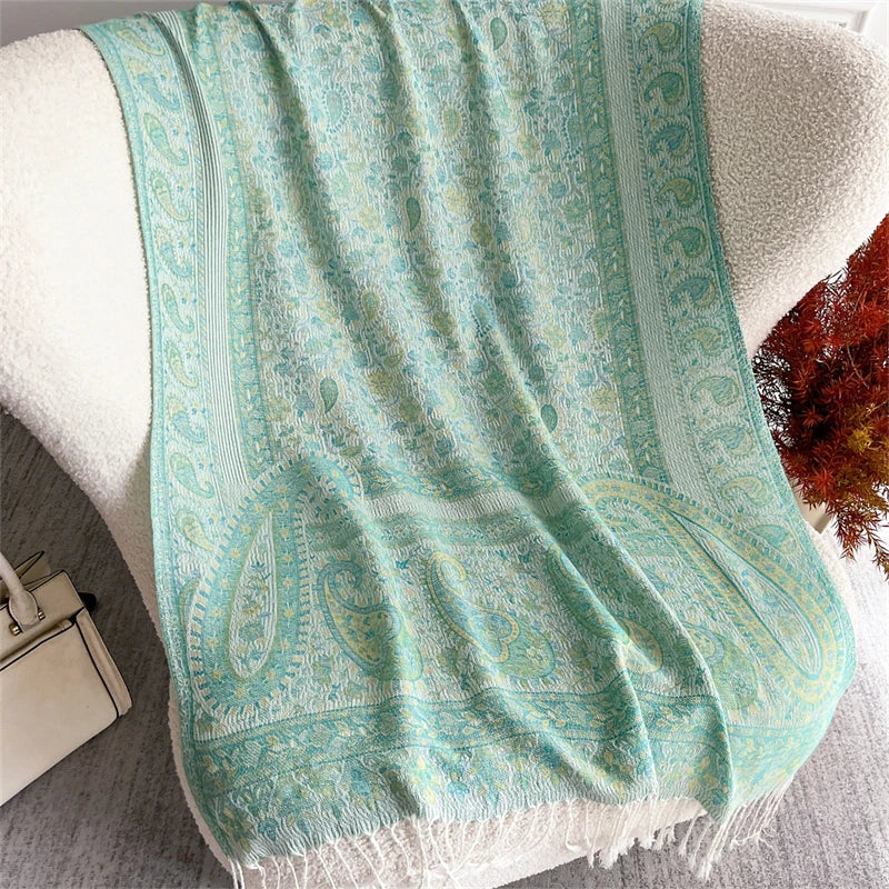 Bohemian Autumn Scarf Cashmere Women Jacquard Pashmina Design Floral Female Thick Blanket Soft Bufanda Warm Shawl Poncho Stole