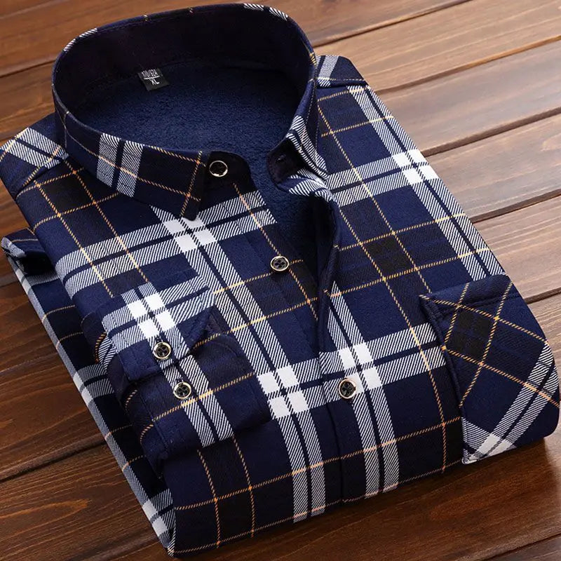 2025 Men's Autumn Winter Casual Long Sleeve Plaid Shirt Thick Warm Men's Casual High Quality Soft Large Size Warm Shirt Tops 4XL