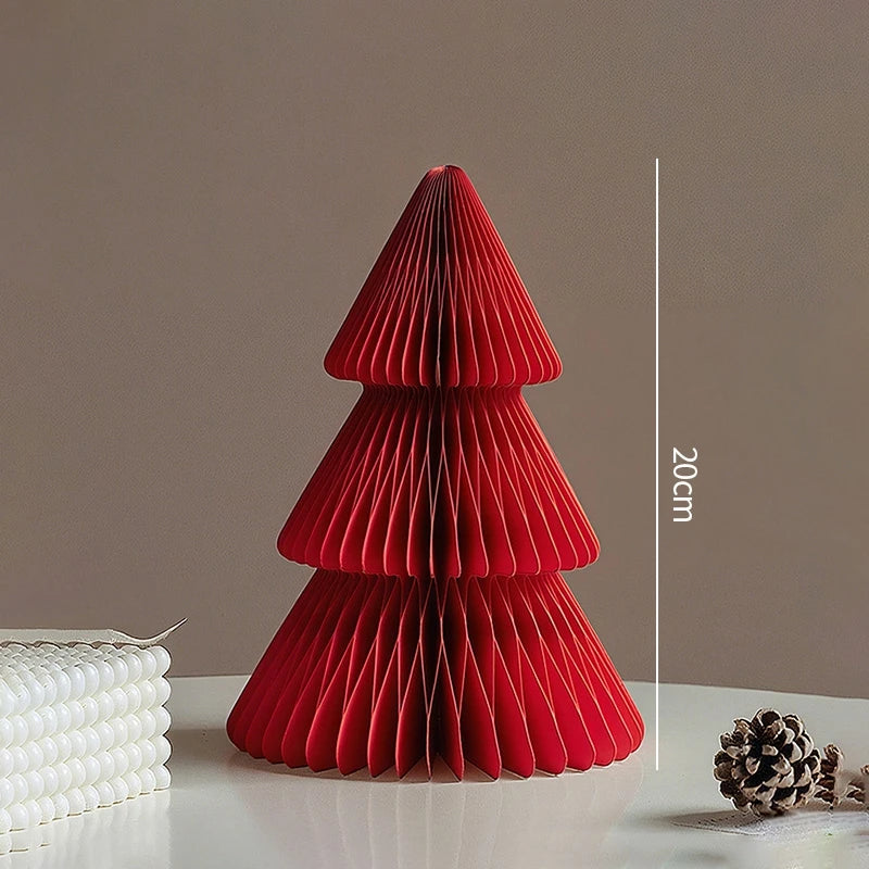 Paper Christmas Tree Ornaments 3D Honeycomb Christmas Tree Decorations Folded Paper 2026 Xmas New Year Desktop Arrangement Decor