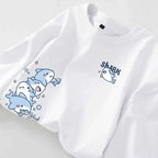 Cartoon Shark Print Simple Casual Loose Versatile Summer Short Sleeved T-shirt