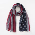 Popular Shawl American Flag Oblong Scarfs Patriotic Stars Pattern Headscarf Muffler Voile Soft Wrap Geometric Stripes Scarf