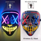 Wireless Neon LED Purge Mask – Glowing Halloween Cosplay Mask
