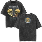 Metallica Rock Band's Vintage Washed Short Sleeved Round Neck Y2k Tshirt Men Clothing New in Top & Tees Mens T-Shirt Camisetas