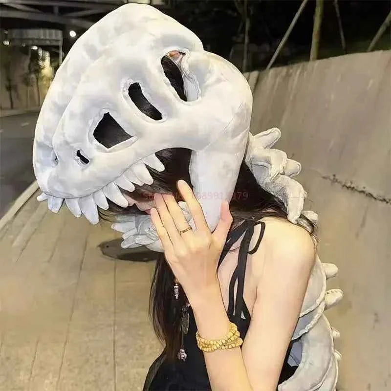 New Dinosaur hat Celebrity-Style Plush Cartoon Skeleton Headgear Halloween Costume Plush Toy Funny Doll Soft Surprise Gift