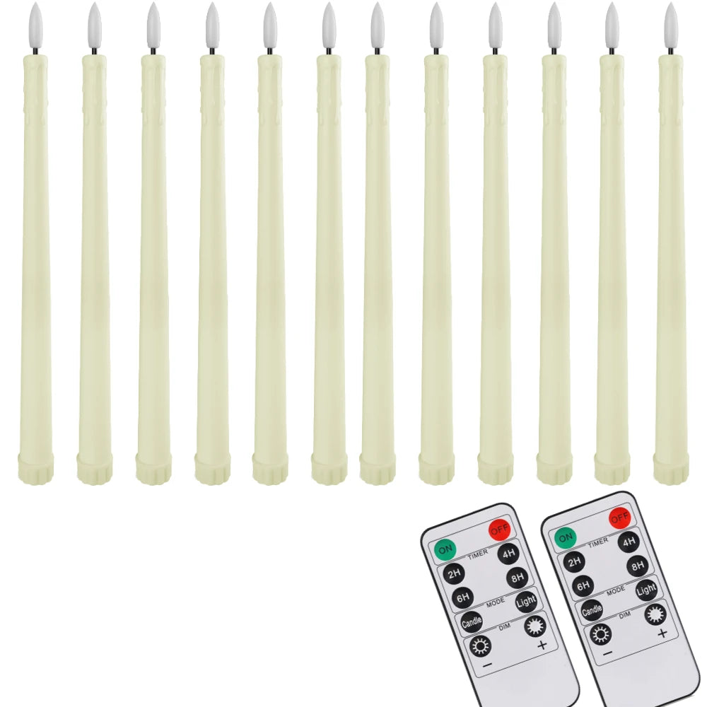 Pack of 12/24Pc LED Flameless Flickering Taper Candles with Remote Battery Operated Tea Lights Home Wedding Decor Candlesticks