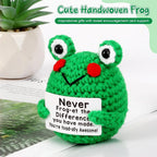 Positive Energy Duck Doll Hug Pocket Mini Handmade Plush Wool Knitting Dolls Funny Emotional Support Crochet Gift for Birthday