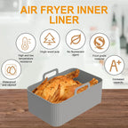 2Pcs Air Fryer Silicone Pot Air Fryer Liner Heat Resistant Air Fryer Silicone Basket Rectangle Baking Pan for Oven Microwave
