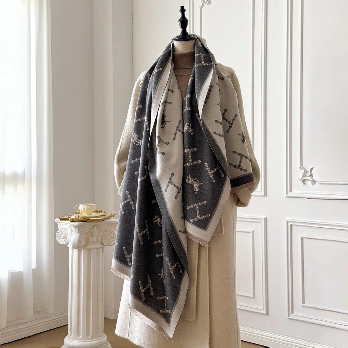 Women's Cashmere Winter Shawl – Vintage Floral Pashmina Wrap