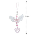 Lovely Wings Bow Heart Mobile Strap Phone Pendant Chain For Girls Women Fashion Sweet Keychain Bags Decorative Accessories Gifts