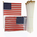 50pc USA Stick Flag, American US 14x21cm HandHeld Mini Flag ensign 30cm Pole United States Hand Held Stick Flags banner In Stock