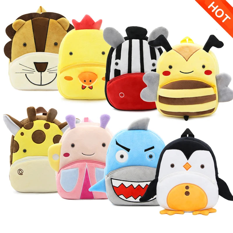 Cute Cartoon Animal Plush Backpack Soft Children Kindergarten Schoolbag Toddler Travel Bag Gift For Girls Boys