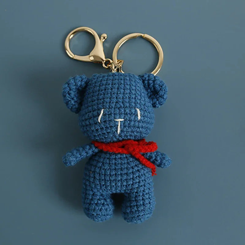 Cute Couple Bear Crochet Keychain Animal Bag Charm