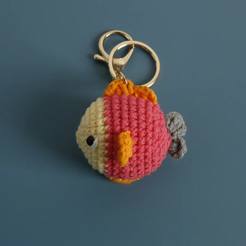 Funny Shrimp Crochet Keychain Cute Ocean Bag Charm