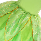 Girls Tinkerbell Fairy Costume – Green Princess Dress Outfit