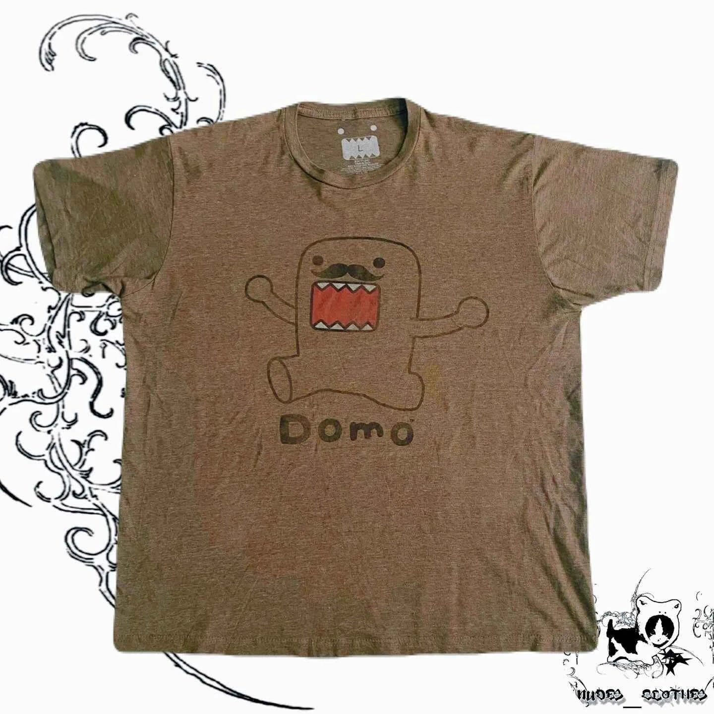 Domo Cute Cartoon Letter Print T-Shirt Y2K Harajuku Hip Hop Gothic Streetwear Oversized Unisex Couple Tee Casual Loose Fit Top