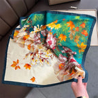 2025 Silk Shawl Print Headscarf Cat Hair Wrap Neckerchief Female Satin Square Scarf For Women Headband Foulard Hijab Bandana