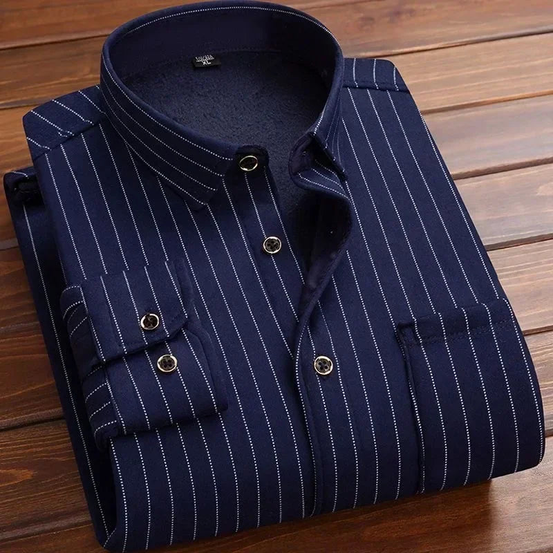 2025 Men's Autumn Winter Casual Long Sleeve Plaid Shirt Thick Warm Men's Casual High Quality Soft Large Size Warm Shirt Tops 4XL