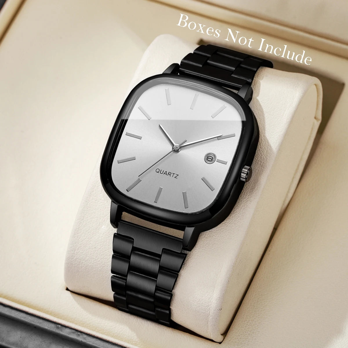 Fashion Square Men Business Watches Analog Calendar Quartz Watch for Mens Clock Reloj Hombre（Without Box）