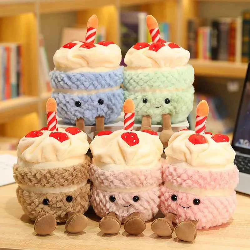 Kawaii Cartoon Hot Cake Plush Doll High Quality Soft Stuffed Fruit Strawberry Wedding Cake Simulation Food Plush Toy Home Decor