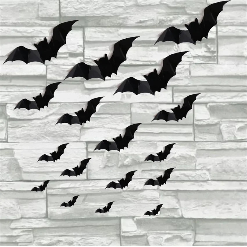 Halloween 3D Black Bat Wall Stickers – Removable Spooky Wall Decor
