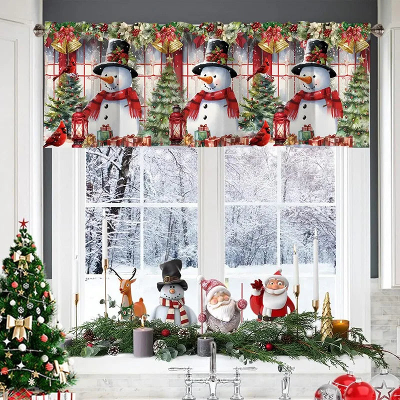 Christmas Short Curtains Valances Merry Christmas Decorations For Home 2026 Xmas Navidad Kitchen Bedroom Ornaments New Year 2027