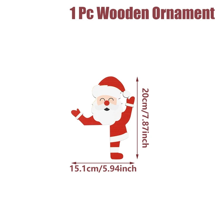 Christmas Wooden Ornament Christmas Party Decoration 2025 Xmas Santa Claus Snowman Pendants Navidad Natal New Year Gift 2026