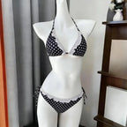 Women Y2k Sweet Bikini Set Japanese Kawaii Print Ruffles Lolita Swimsuit Crop Top + Skirt Two Piece Swimwear Beach Wear