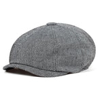Retro Men’s Newsboy Cap – Classic Herringbone Octagonal Hat, British Style Flat Cap for Autumn & Winter, Vintage Painter Beret