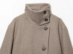 European and American 2025 Winter New Women's Loose and Casual Style Simple Long Sleeve Buckle Stand up Collar Coat