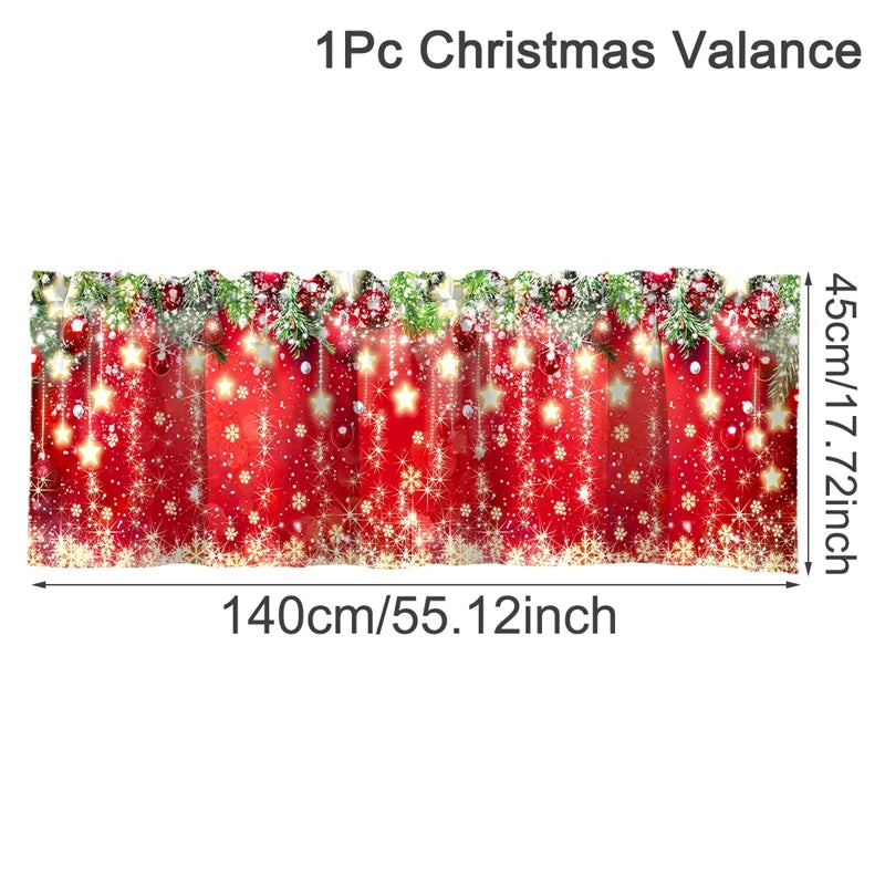 Christmas Short Curtains Valances Merry Christmas Decorations For Home 2026 Xmas Navidad Kitchen Bedroom Ornaments New Year 2027