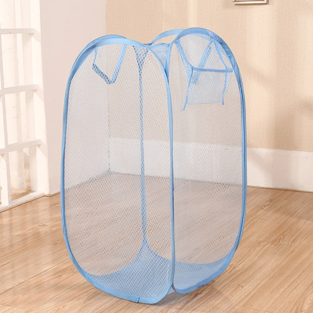 Mesh breathable laundry basket, foldable large size 40 * 40 * 70 miscellaneous laundry basket, simple and large capacity miscell