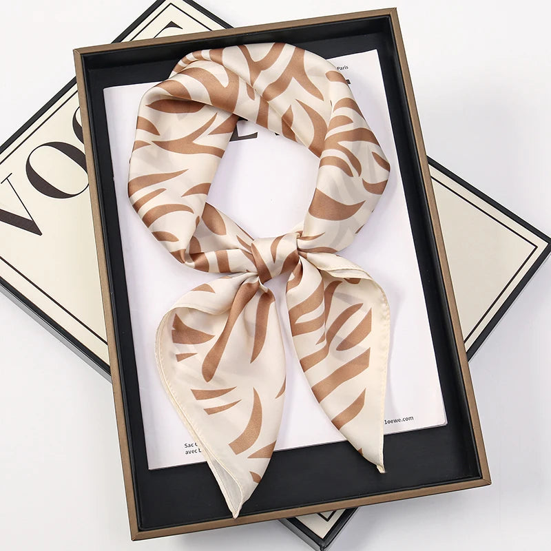 2024 Luxury Square Silk Scarf for Women Hijab Hair Bands Neckerchief Female Satin Shawl Ribbon Headband Fashion Wraps Bandana