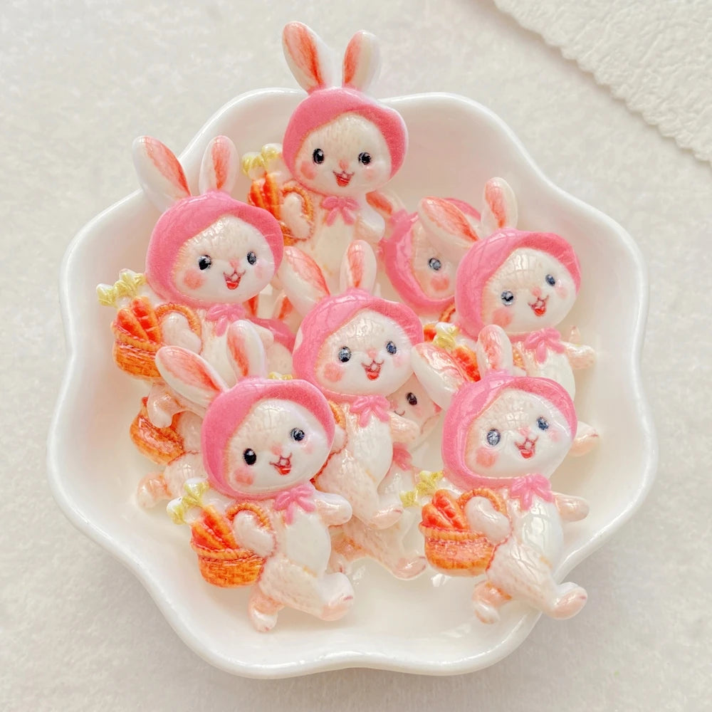 10PCS Mixed Resin Cartoon rabbits, hedgehogs squirrels Flat back Cabochon Stone Scrapbook DIY Decor Figurines Crafts Accessories