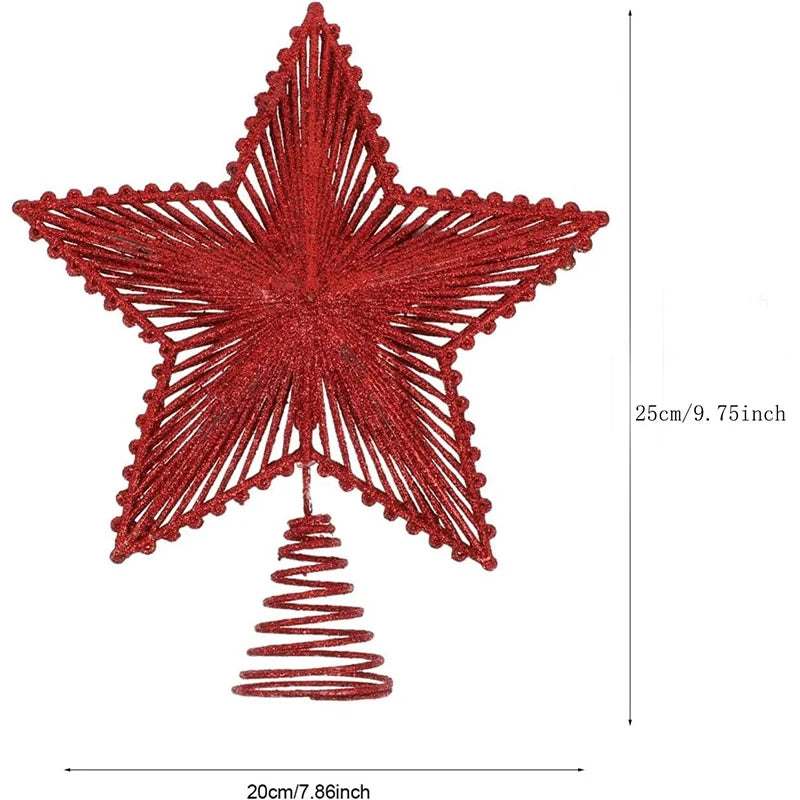 25cm Christmas Tree Top Glitter Gold Silver Star Home Xmas Tree Ornaments Christmas Decoration For Home 2024 Natal New Year 2025