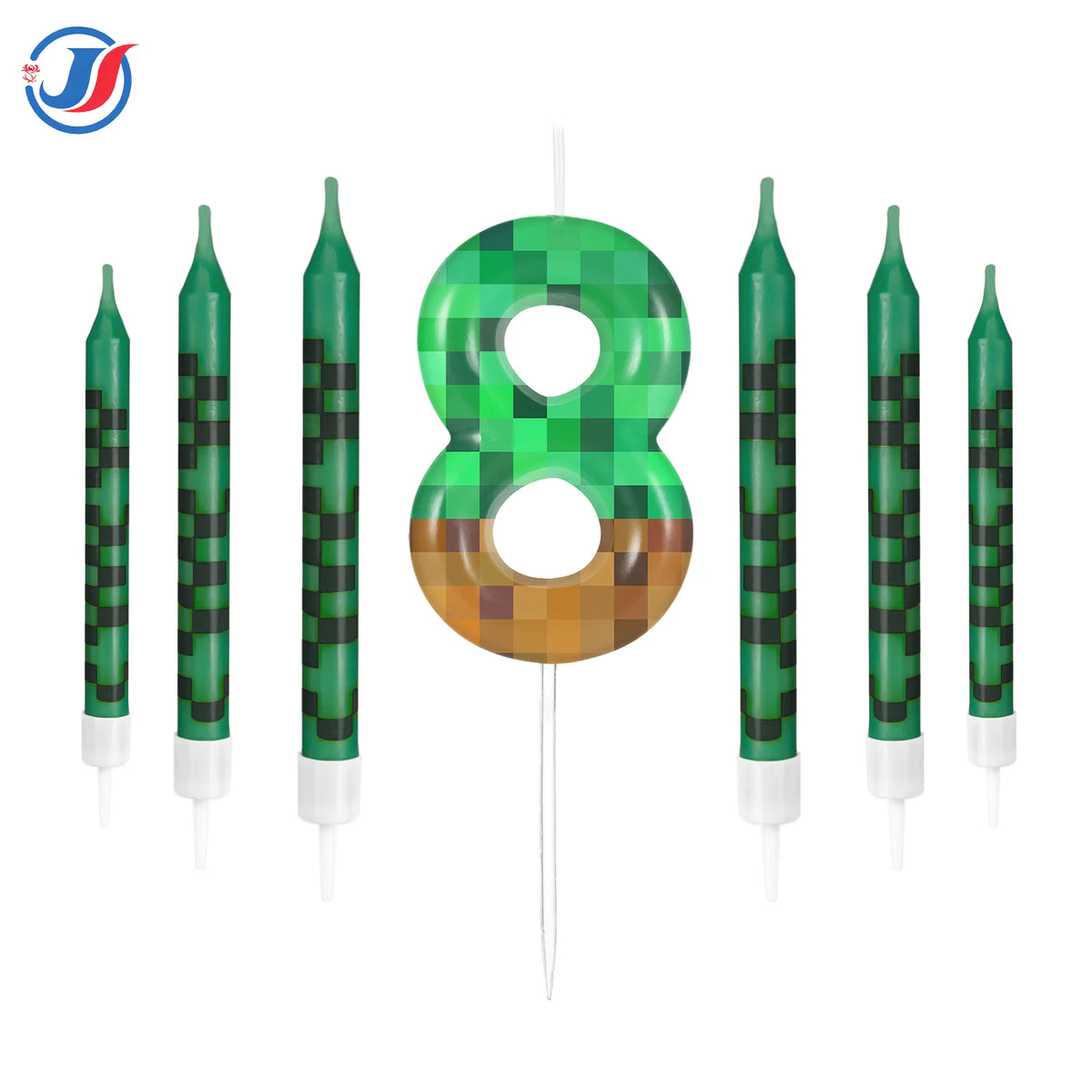 7Pcs Pixel Birthday Cake Candles Topper for Pixel Theme Party Anniversary Party Video Game Party Supplies for Boys Girls