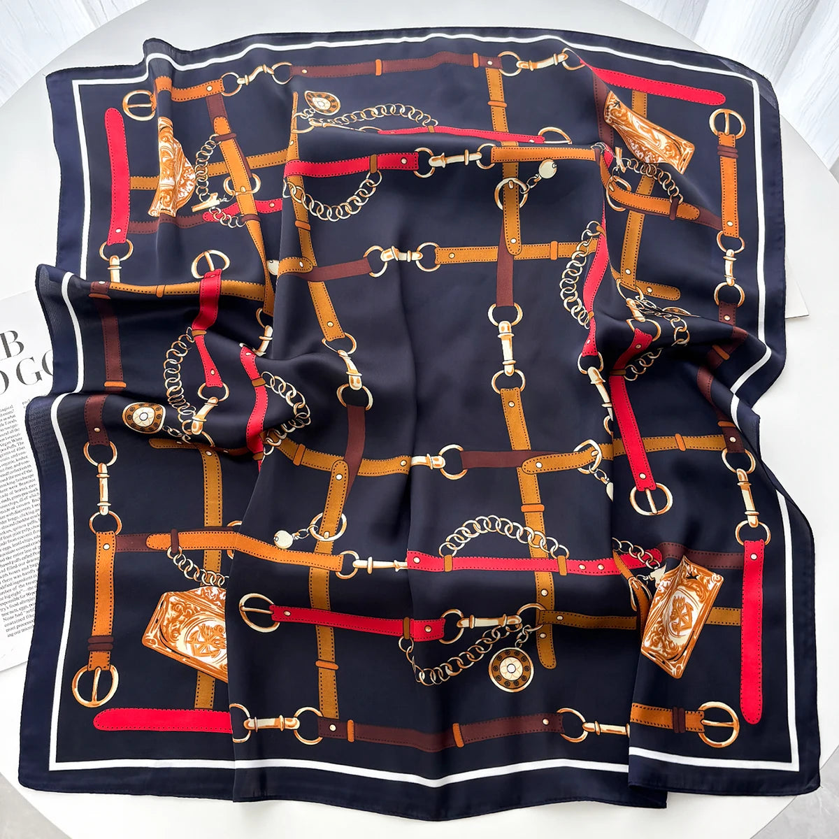 Luxury 70*70cm Square Scarf for Women Soft Satin Neckerchief Female Hair Bands Elegant Ladies Bag Ribbon Headband Bandana Shawl