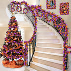 2m Halloween Tinsel Garland with Pumpkin Spider Bat Shiny Metallic Twist Garland for Home Tree Indoor Outdoor Party Decorations