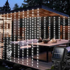 LED Solar Courtyard Curtain Lights Outdoor Waterproof Fairy String Lights With 8 Modes for Garden Window Bedroom Wedding