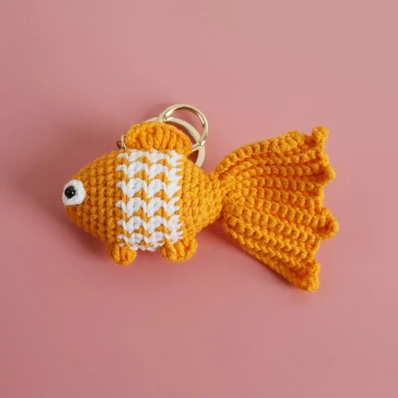 Funny Shrimp Crochet Keychain Cute Ocean Bag Charm