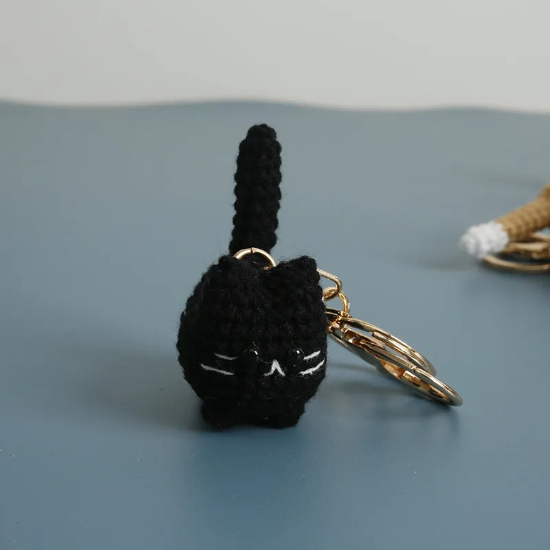 Small Cat Crochet Keychain Cute Kitten Bag Charm