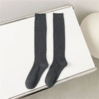 Women’s Solid Color Knee High Socks Long Fashion Casual Preppy Style Stockings Female School Kawaii Cotton Comfy Trendy Socks