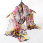 2024 New Print Chiffon Scarf Shawl Women Sunscreen Silk Scarf Turban Long Wrap Beach Travel Outdoor Accessories Trendy Headband