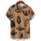 3D Print Monkey Skeleton Scissors Shirts Men Animal Patterns Button Shirt Summer Hawaii Short Sleeves Casual Loose Aloha Shirts