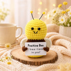 Positive Energy Duck Doll Hug Pocket Mini Handmade Plush Wool Knitting Dolls Funny Emotional Support Crochet Gift for Birthday