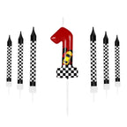 7pcs Red Racing Cars Themed Birthday for Cake Candles, Number 0 1 2 3 4 5 6 7 8 9 10 Candle Birthday Cake Topper